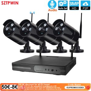 Sistema de 8ch Audio CCTV Sistema inalámbrico NVR Sytem 2.0MP 4pcs IR Interior P2P P2P WiFi CCTV SEGURIDAD Sistema de seguridad Vigilancia NVR Kit