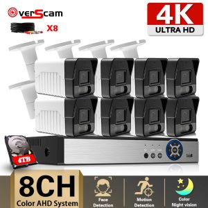 Système 8ch DVR Security Camera System 4k Color Vision nocturne AHD Système de vidéosur