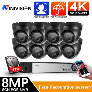 Système 8MP 4K CCTV Sécurité Caméras Système 8ch 4ch Kit de surveillance vidéo Home Outdoor IP66 IP imperméable IP Camera Poe NVR Ensemble d'enregistreur