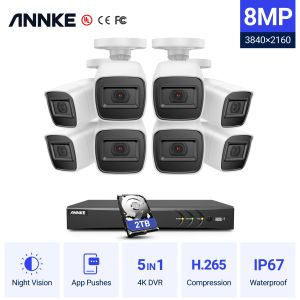 Système Annke 4K 8ch Ultra HD CCTV Camera System H.265 Kit DVR 8PCS 8MP TVI IP67 Kit système de surveillance de la sécurité vidéo extérieure