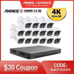 Système Annke 4K IP67 Extérieur Kit de surveillance de vidéosurveillance intérieure Ultra HD 16ch DVR Security Camera System 8MP Vision nocturne pleine couleur