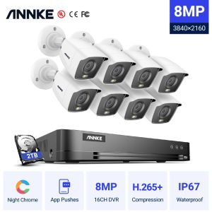 Sistema Annke 4K Ultra HD H.265 8CH DVR CCTV Camera Sistema de seguridad para hogar 8MP IP67 Color Night Vision Kits de video vigilancia al aire libre