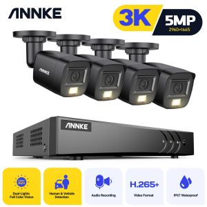Système Annke 8ch 5MP Lite Video Security System System CCTV Kit CCTV avec 3K 4X 5MP Mic Breetin Micafroproping Cameras 5 in1 H.265 + DVR