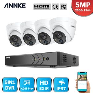 Système Annke 8ch 5MP Sécurité Caméra Système 5MP Lite 5in1 H.265 + DVR avec 4pcs 5MP PIR HD EXIR DOME IP67 Kit CCTV de CCTV
