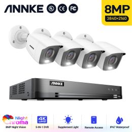 Système Annke E800 4K Ultra HD 8CH DVR Security Camera System avec 4x Color Night Vision Home IP67 Kit de surveillance de vidéosurveillance en plein air