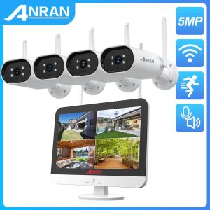 Système ANRAN 5MP WiFi Surveillance Camera Kit 8ch 13 pouces Système de sécurité NVR HD sans fil Talk Talk H.265 CCTV Set Motion Detection