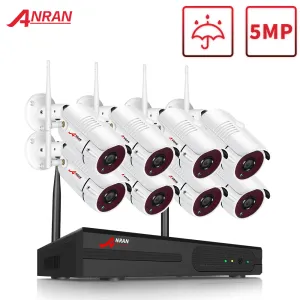 Système Kit vidéo CCTV CCTV 5MP 8CH NVR Wireless Security Camera Kit System 1920p Night Vision Vision Outdoor WiFi Suffice Camera System