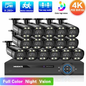 Système CCTV Camera Security System Kit Poe 4k 16ch Kit NVR Couleur Night Vision IP Camera Video System System System