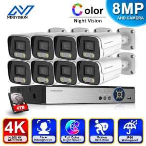 Système CCTV Security System Kit 8MP 8CH DVR 8MP Couleur complète Vision nocturne AHD APLAPEMENT DE DÉCROCATION FACE DE VIDE