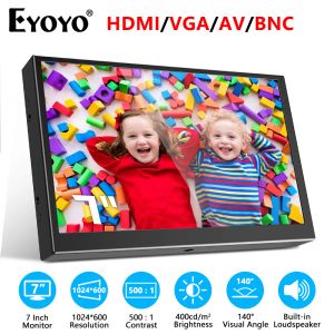 Système Eyoyo 7 pouces Mini TFT Monitor 1024x600 Résolution Écran LCD Affichage avec entrée vidéo HD / VGA / USB / AV pour la caméra de sécurité à domicile