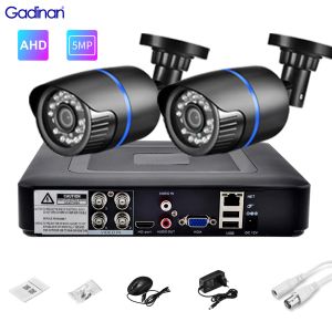 Système Gadinan 4CH DVR CCTV Système 2pcs AHD Cameras 5MP 2MP 720P Kit de surveillance vidéo 5 en 1 DVR Recorder Night Vision Bullet Ahd Cam