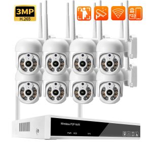 Système Gadinan 8CH 3MP POE NVR VIDEO VIDEO SOFFICATION SYSTÈME H.265 PTZ WiFi IP Camera Araprooor Outdoor Security Cameras CCTV Kit