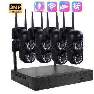 Système Gadinan 8ch Wireless CCTV System 3MP NVR WiFi Outdoor AI Track Auto Track IP Camera Set Two Way Audio P2P Video Subswance Kit