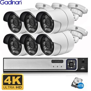 Système Gadinan 8MP Sécurité Caméra Système 4K Poe NVR Bullet extérieur Metal Audio Video Studelance Kit Home IP CCTV Camera Set Xmeye