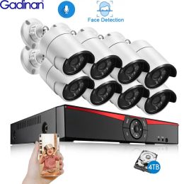 Système Capture de détection de visage Gadinan 8ch 5MP POE NVR Sécurité Caméra Système Record IP Camera Kit de surveillance vidéo CCTV CCTV