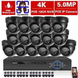 Système H.265 16CH 4K POE KIT NVR 5MP 8CH CAMERIE DE SÉCURITÉ SYSTÈME INDOOR CCTV CCTV POE IP DOME CAMERA CAMERA VIDÉO KIT XMEYE