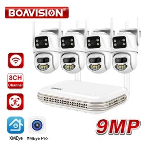 Système HD 9MP 8X Zoom optique trois objectifs WiFi Ptz Security Camera Imperproof 8ch Mini WiFi NVR H.265 Système de surveillance vidéo sans fil