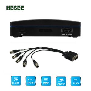 Système Hesee Mini DVR 4CH 1080P Recordance vidéo CCTV pour AHD TVI CVI IP XVI CAMERIE ANALOG