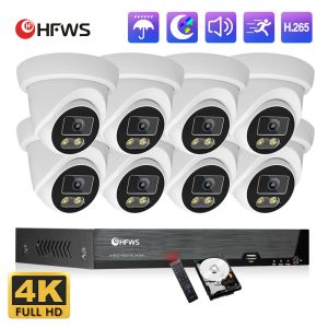 Système HFWVISION 4K Metal Dome Poe Camera System 8MP Video Subs Surveillance Camera Kit 8ch H.265 NVR Security Protection for Home CCTV