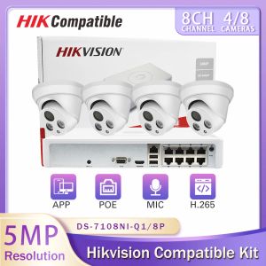 Kit compatible Hikvision System CCTV 5MP 8CH POE NVR DS7108NIQ1 / 8P SYSTÈME DE SÉCURITÉ DE SÉCURITÉ DE SOIR