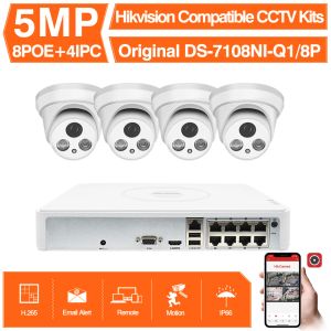 Système Kits compatibles HIKVision 4PCS 5MP POE IP CAMERA COLORVU HIKVISION 8CH POE NVR DS7108NIQ1 / 8P SYSTÈME DE SÉCURITÉ VIDÉO DIY DIY