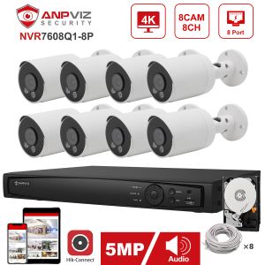 Système Hikvision OEM 8CH 4K NVR ANPVIZ 5MP COLORVU IP CAMER