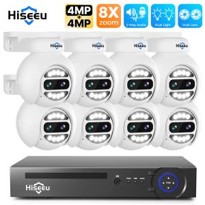 System HiseU 8ch Poe Surveillance Camera System Kit 4MP + 4MP Double Lens CCTV IP CAM NVR Security Set Outdoor Night Vision Video