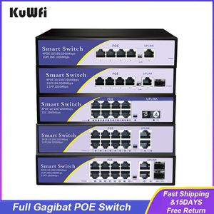 Sistema KUWFI 4/8 Puertos Poe Switch Gigabit Ethernet 1000Mbps IEEE 802.3 AF/AT para cámara IP/Sistema de cámara de seguridad CCTV AP inalámbrico AP