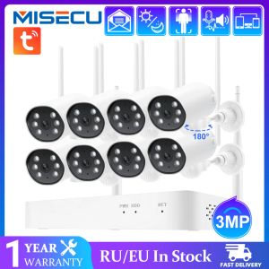 Système MISECU Wireless CCTV System 8CH 3MP Tuya Smart NVR PTZ OUTROOR EMPRÉPER WIFI IP Sécurité Camera Audio Video Souproveillance Kit