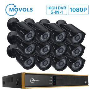 Système Movols 12PCS Kit de caméra CCTV 2MP H.265 Kit de surveillance extérieure 1080p IR Sécurité Camera Video System System 16ch DVR Kits