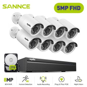 Système Sance 5MP 8CH CCTV VIDEO SECURITÉ VISION EXTÉRIEUR VISION NOBILE IP IP IP Système de surveillance de la caméra IP Poe H.264 + 8ch Kit NVR