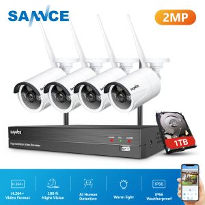Système Sance 8CH NVR Ultra HD 2MP CCTV Système sans fil AI Détection humaine en plein air WiFi IP Security Camera Set Video Subswear
