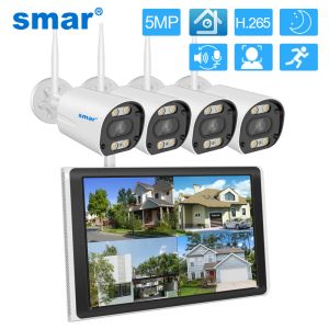 Système SMAR 8CH 5MP 3MP Wireless CCTV Security Sytem 10.1 Monitor d'écran LCD Kit NVR Bullet WiFi IP Camera bise