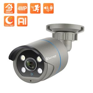 Système Techage 4MP Poe IP Camera Outdoor Termroproping Home Security Security Camera P2P Video Subs Surveillance Audio Recording for H.265 CCTV System