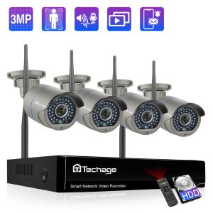 Système Techage HD 3MP Wireless Camera System Outdoor WiFi IP Camera Twoway Audio Record Human Detetcion Home Security CCTV Video P2P