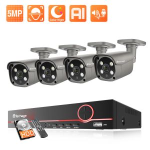 Système Techage HD 5MP IP Camera Set H.265 CCTV System 8ch Poe NVR Kit Outdoor Termeproproping Suproof Superfrowance Camera P2P Video Audio Enregistreur