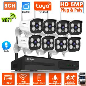 Sistema Tuya Smart 8Ch 5MP Vigilancia inalámbrica Sistema de cámara Sistema de seguridad de cámara CCTV de CCTV