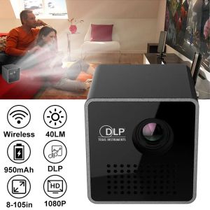 Système UNIC P1S WiFi Wireless Pocket DLP Mini Portable Projecteur 40 ANSI LUMENS Micro Miracast DLNA Video Projecteur UNIC P1 + H WiFi