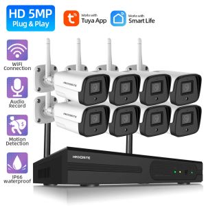 Système Système de caméra de sécurité sans fil 8ch Tuya NVR Record Audio 5MP IP CAME DAY VISION TUYA TUYA WIFI VIDEO VIDEO SYSTÈME P2P