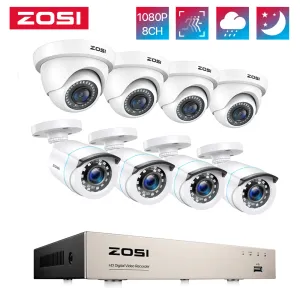 Système Zosi Security Cameras System H.265 + 5MP Lite 8Channel HDTVI DVR Recorder 8PCS 1080P HD SURDOOR CAMPRE CCTV CCTV
