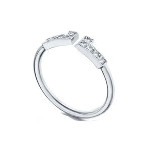 T GG diseñador doble T clásico anillos de boda de lujo para mujeres hombres proceso fino 925 anillo de plata esterlina con diamantes accesorios de moda joyería al por mayor