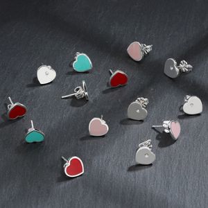 T or coeur boucle d'oreille femmes Stud couples Love Tag boucles d'oreilles classiques en forme de coeur boucles d'oreilles en argent massif 10mm d'épaisseur Piercing bijoux cadeaux femme accessoires en gros