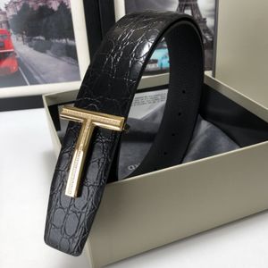 T Men Belt Genunine Cowhide Skin Double visage réversible de 3,8 cm de large Gentleman Gentleman Business Style pour costumes