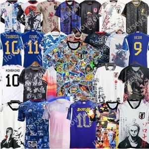 2024 JapAn Soccer Jerseys Cartoon UEDA ITO ISAGI ATOM Tsubasa Minamino Doan Kubo 23 24 25 Uniforme japonais Chemise de football T Dragon chinois Crayon Shin Chan Noir Blanc