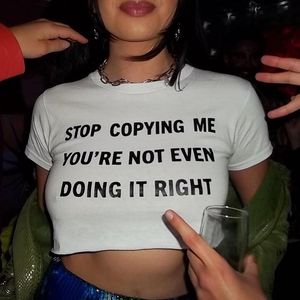 T-Shirt Lettre graphique imprimé crop Top Oneck basique haut femmes t-shirt streetwear esthétique pas cher en gros femmes vêtements y2k t-shirt