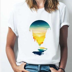 T-Shirt Ocean Turtle Print Mode d'été à manches courtes Design populaire Top T-shirt femme Harajuku O-Neck Vêtements P230603