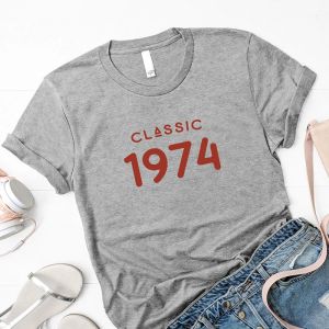 T-shirt Vintage 1974 Tshirt Femmes 50 ans 50e anniversaire Girls Maman Maman Fille fille Top Tshirt Cotton Streetwear Tee Shirt Ezcs