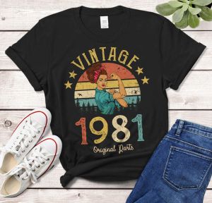 T-shirt vintage 1981 parties originales Tshirt 40 ans 40e anniversaire IDEA GODE FEMMES FILLES MOME MOME FILLE DIEL