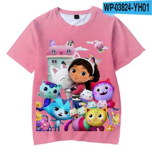 Camisetas 2022 Summer Kawaii Cute Gabbys Doll House T Shirt Kids Full Color 3D T-shrit Girls Camiseta de manga corta Mujer Raper Style Top T230209