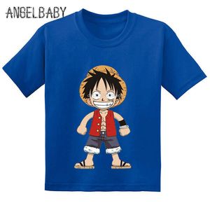 Camisetas Anime One Piece Lufy Imprimir Niños Camiseta divertida Bebé Niñas Verano Algodón Camiseta de manga corta Niños Ropa de dibujos animados GKT245 T230209